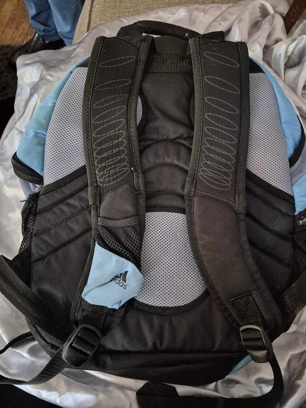 adidas Light Blue and Black Men's Backpack with Padded Back Panel